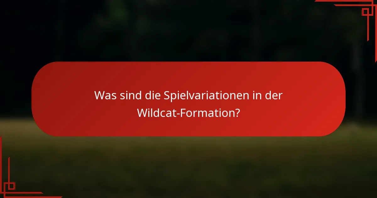 Was sind die Spielvariationen in der Wildcat-Formation?
