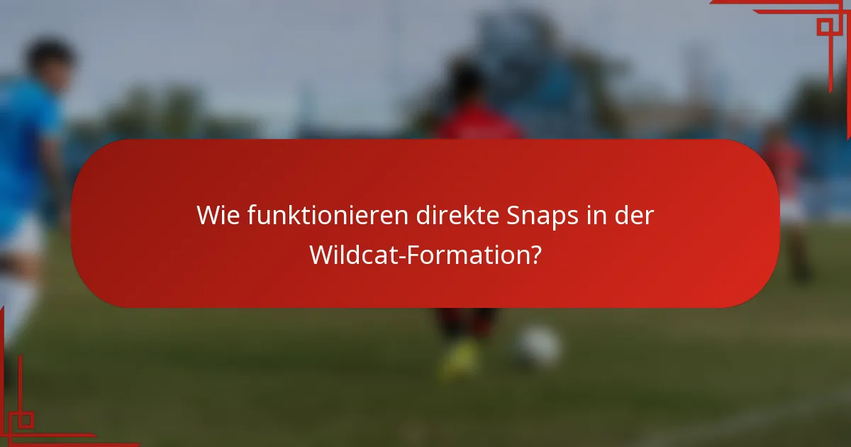 Wie funktionieren direkte Snaps in der Wildcat-Formation?